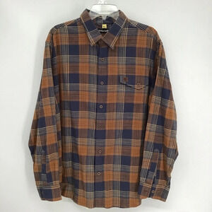 Solaris Men’s Long Sleeve Button Down Shirt Cotton Navy Plaid Size XL